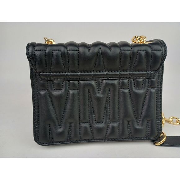 Moschino Couture Black Quilted Leather Gold Logo M Plaque Shoulder Bag - Picture 6 of 9